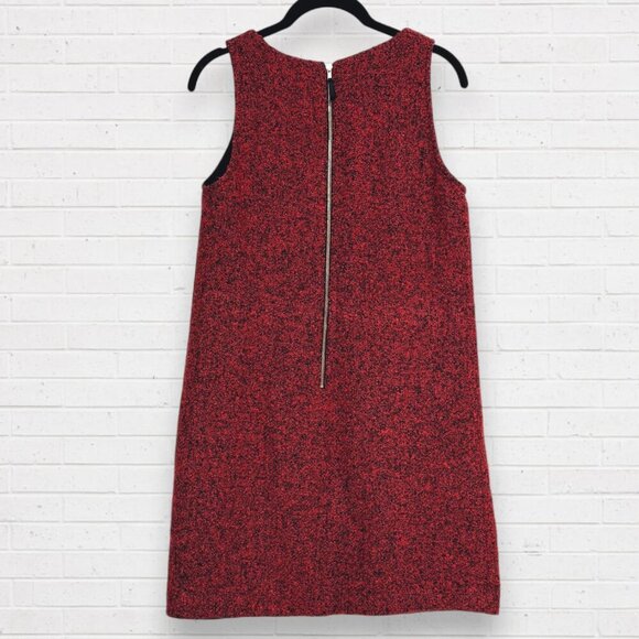 LOFT Ann Taylor Wool Blend Boucle Red Orange Black Sleeveless Jumper Dress 6 - Picture 2 of 5